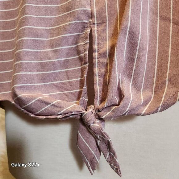 +11 MAURICES mauve striped waist length top - Picture 4 of 10
